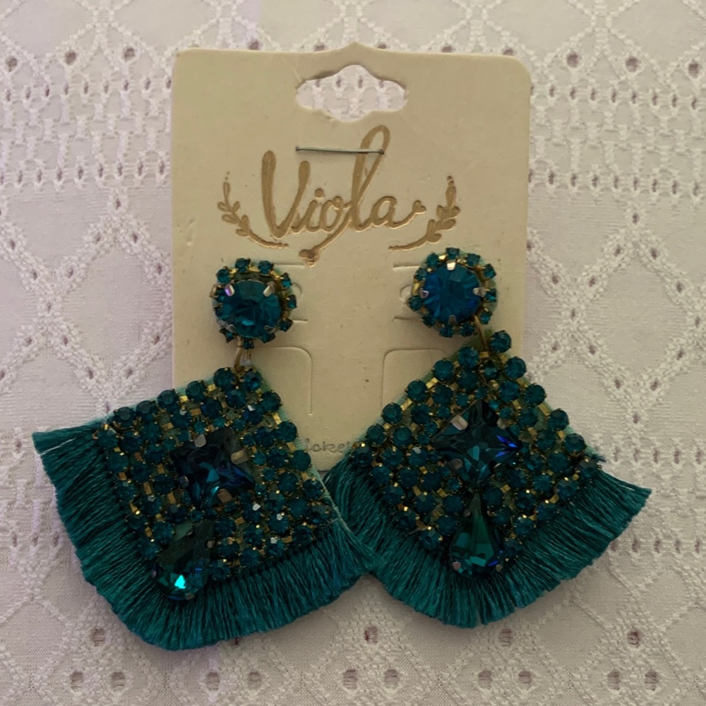 Viola Teal Statement Earrings